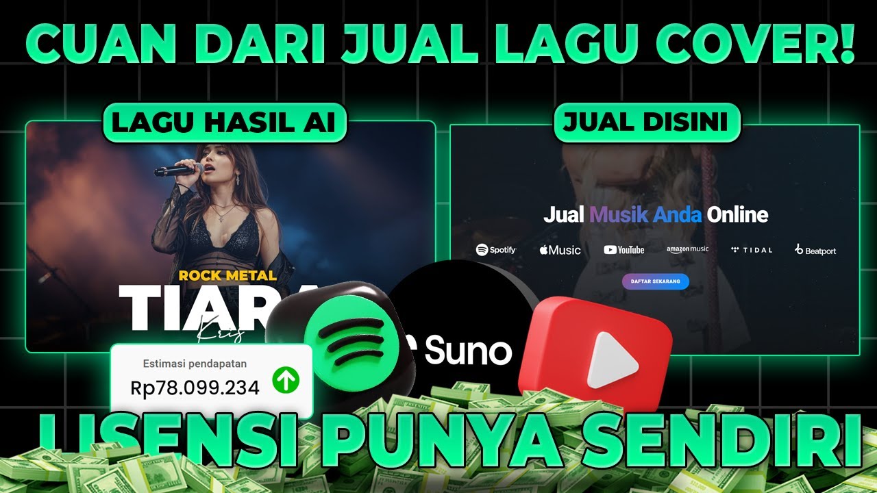 Cuan Dobel! Cara Jual LAGU COVER AI Secara ONLINE! Cara Dapat Uang dari Youtube 2025 Terbaru