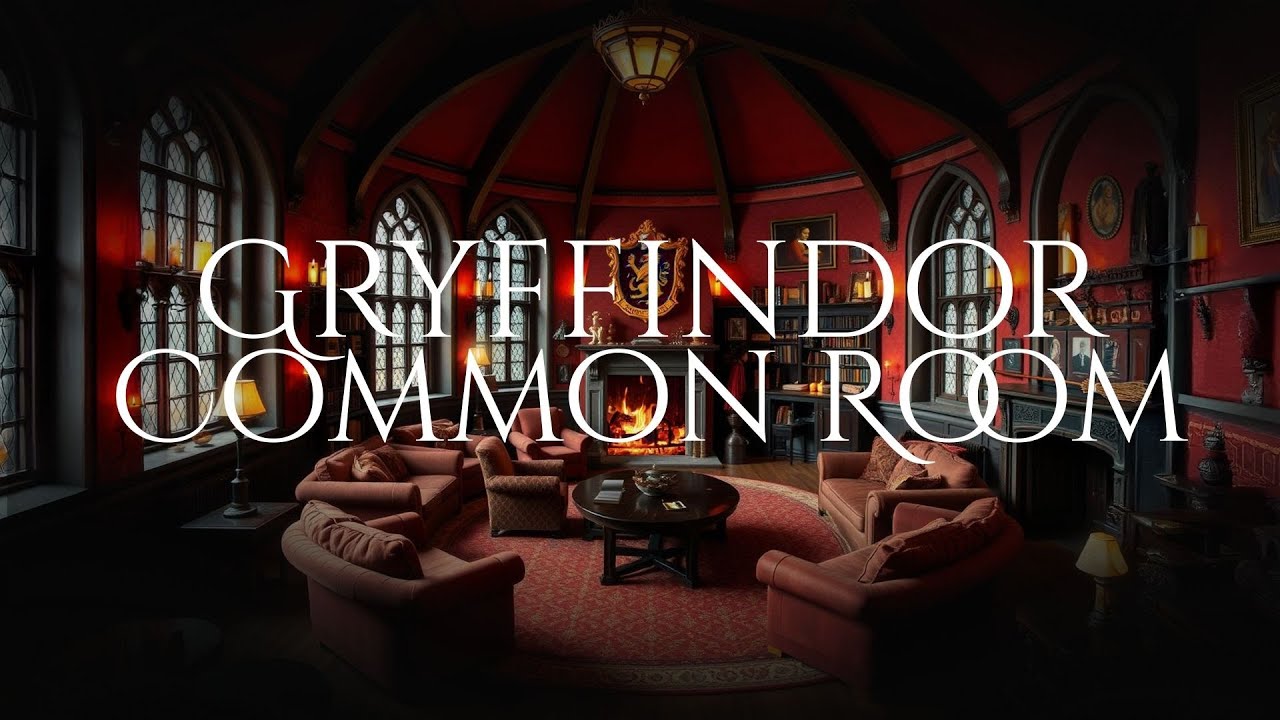 ASMR Dreamscape | Gryffindor Common Room Ambience &ndash; Cozy Fireplace, Candles & House Colors 🦁