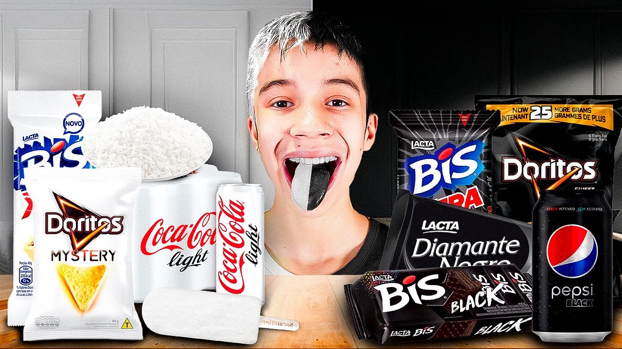 COMIDA PRETA VS COMIDA BRANCA por 24 HORAS! *qual foi melhor?
