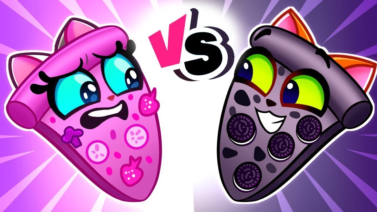 Pink VS Black Pizza | Sharing is Caring | Teamwork Challenge | Useful Stories for Kids
