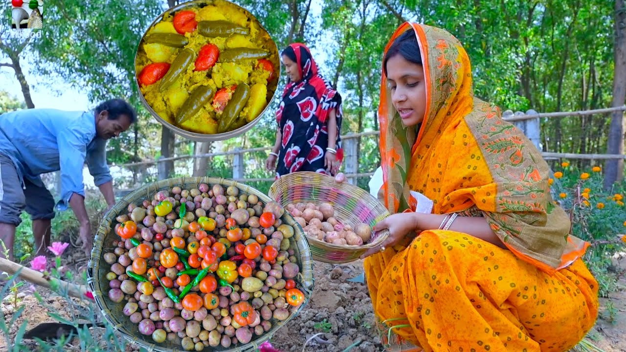 নিরামিষ আলু ভাপা সঙ্গে সর্ষে নারকোল দিয়ে কাঁচা কচু বাটা | Alu Bhapa & Kacha Kochu Bata recipe