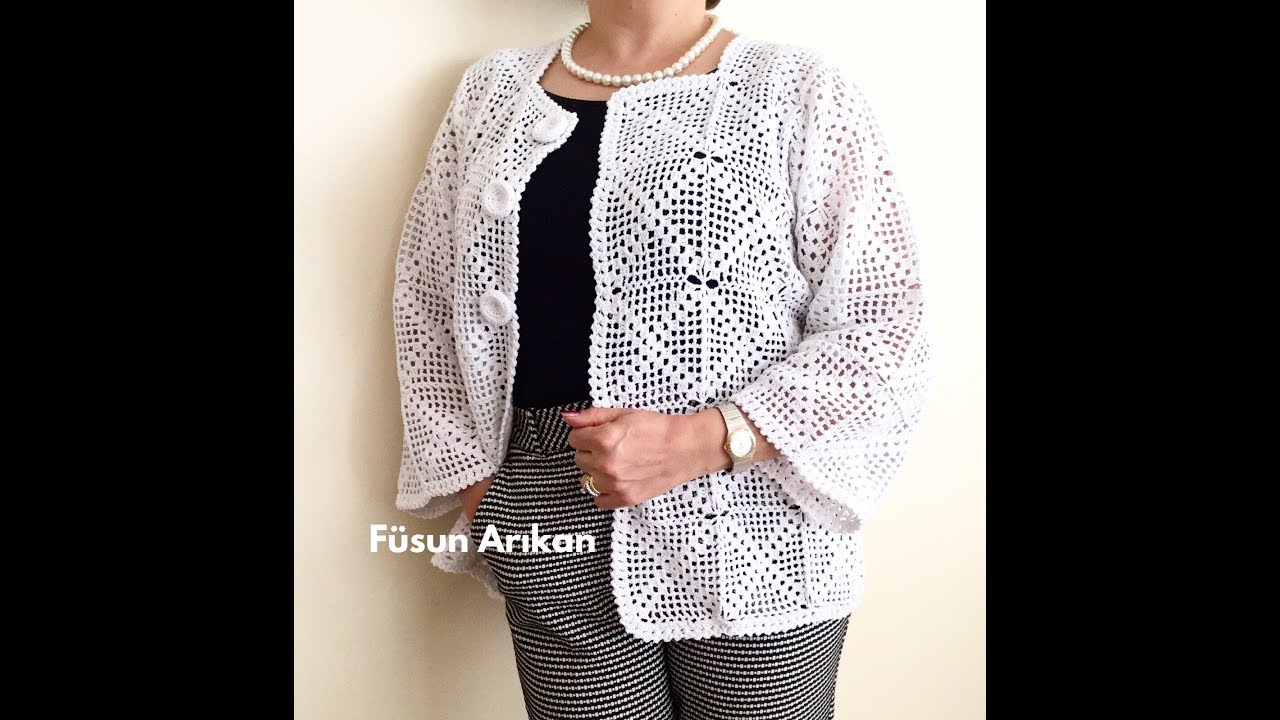 TIĞ İŞİ MOTİFLİ ÖRGÜ HIRKA YAPIMI  (CROCHET CARDİGAN TUTORİAL)