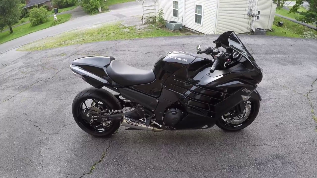 2012 kawasaki zx14r walkaround/startup-Brock's short meg exhaust