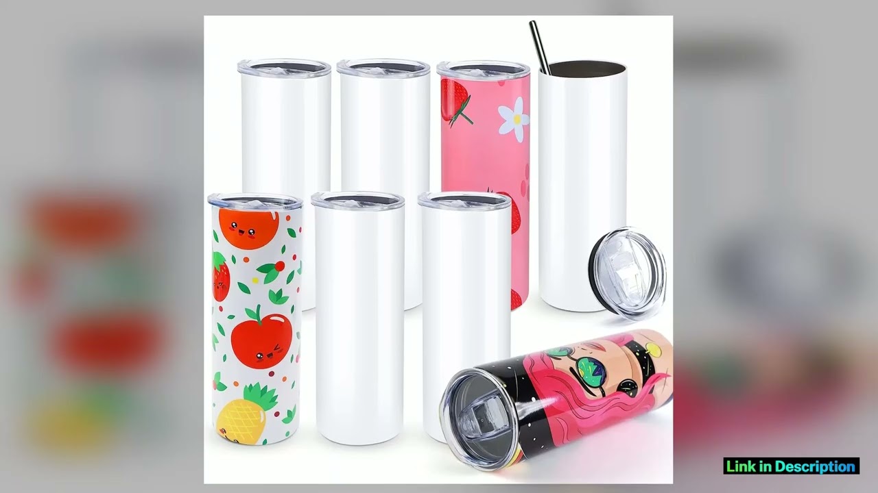 HTVRONT 8pcs Stainless 20 OZ Sublimation Tumblers Skinny Straight Sublimate Tumbler Blank DIY Mugs