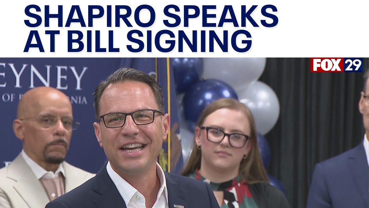 Gov. Josh Shapiro speaks at ceremonial budget bill signing amid Kamala Harris VP speculation