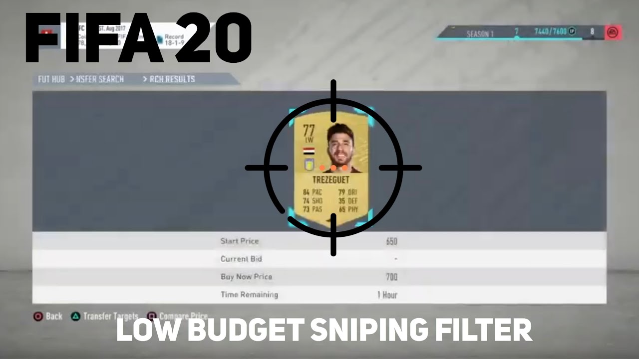 FIFA 20 LOW BUDGET SNIPING FILTER