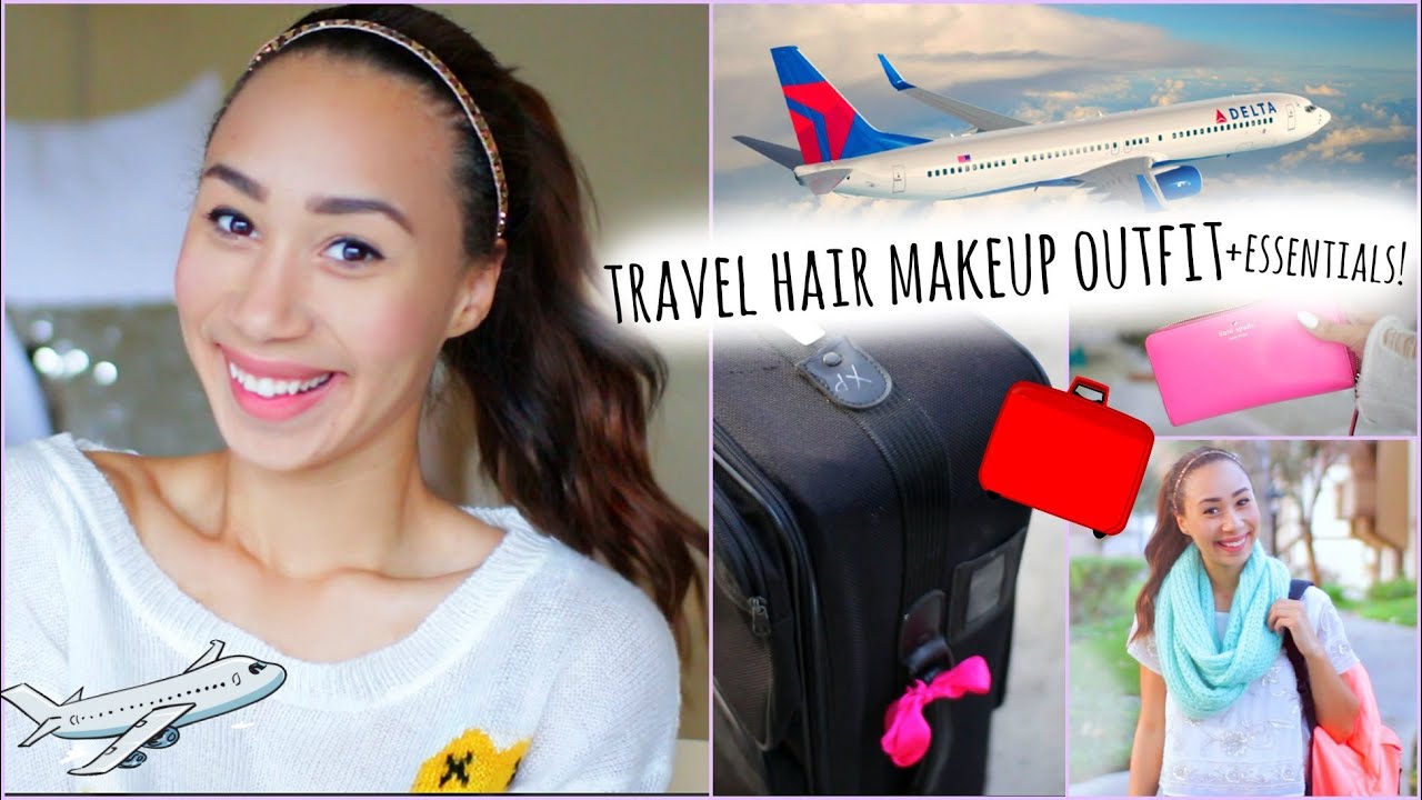 Airplane/Travel Hair Makeup Outfit + What to Pack In Your Carry On! | MyLifeAsEva