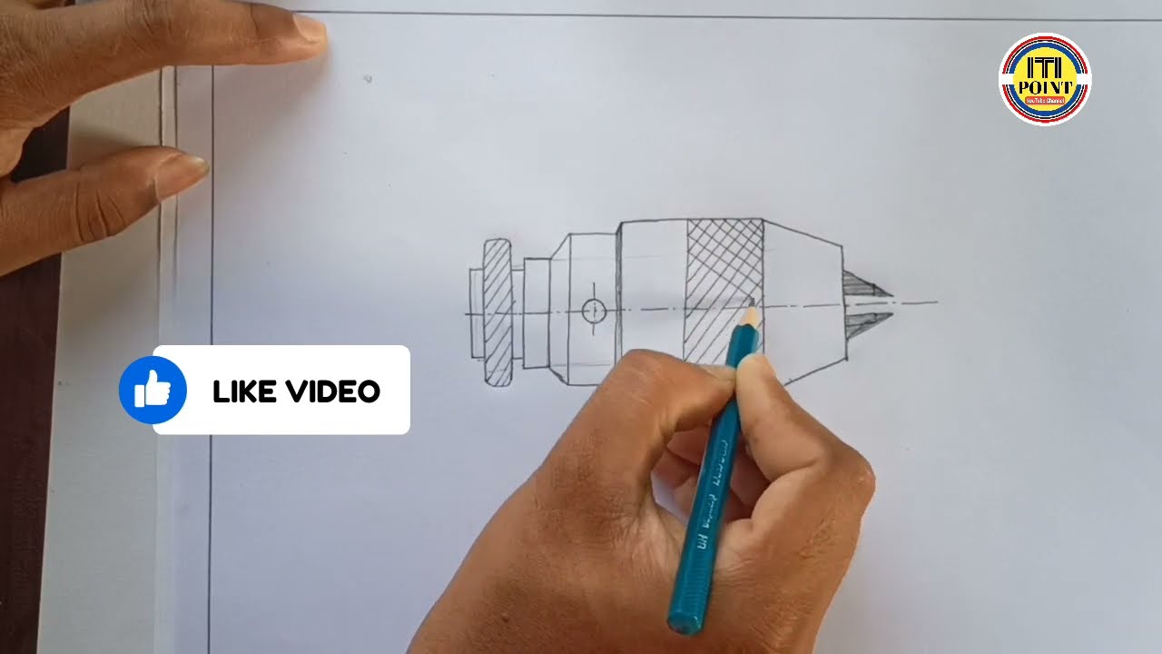 Drill Chuck | How to Draw Free hand sketch of Drill Chuck  