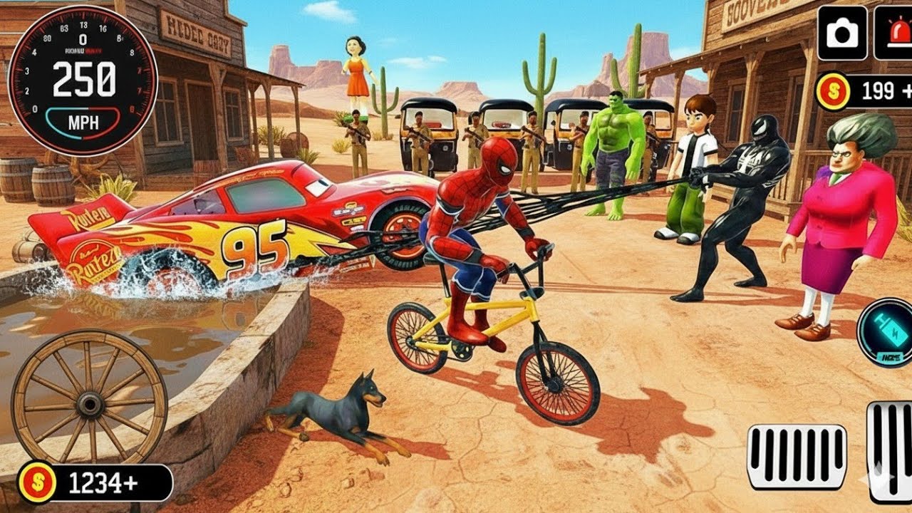 🥰 Spiderman Mc Queen Car 🦚 Thung Thung  Scary Teacher Ben 🔟 🎊 Police Modified Car Showroom 🎉3D 🆕Game