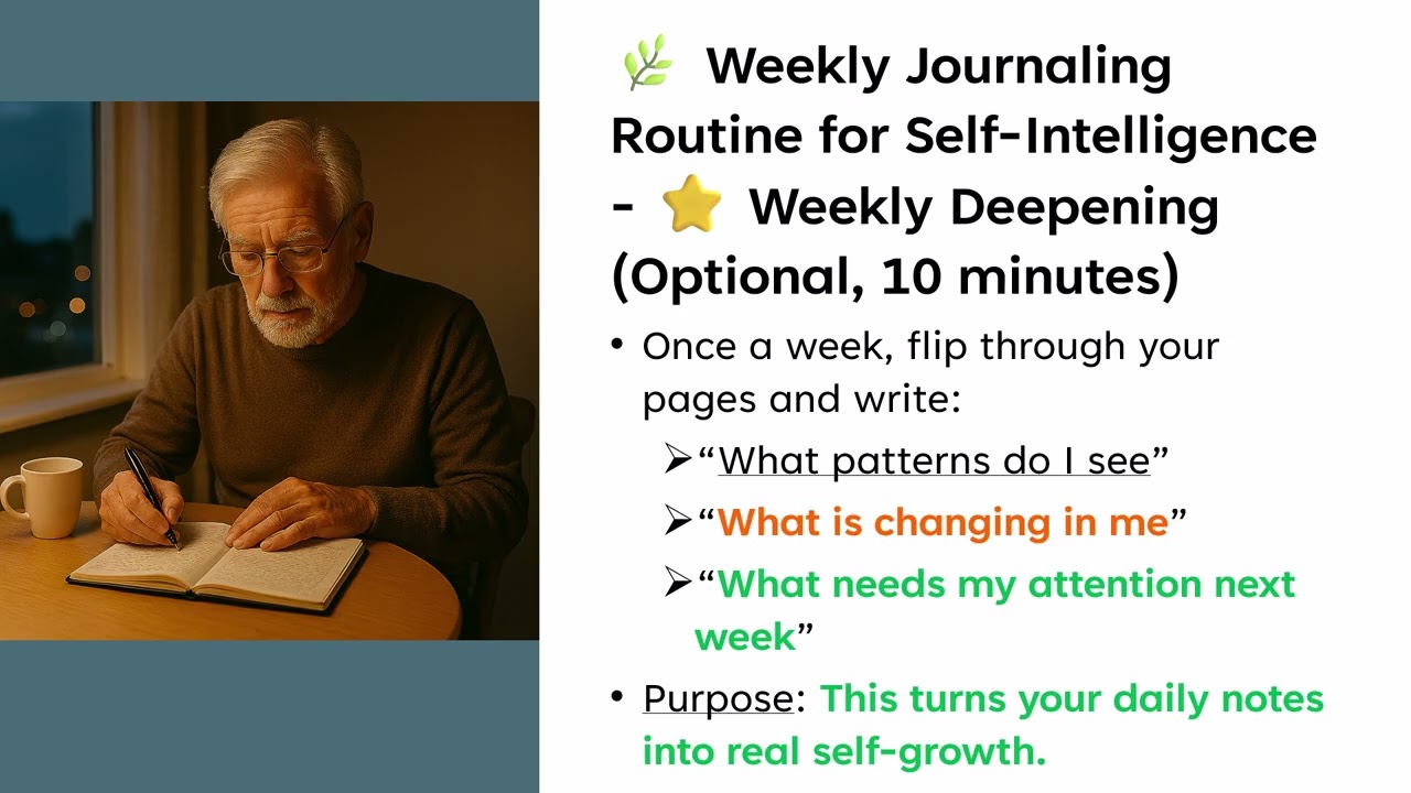🌿 Weekly Journaling Routine for Self‑Intelligence - ⭐ Weekly Deepening (Optional, 10 minutes)