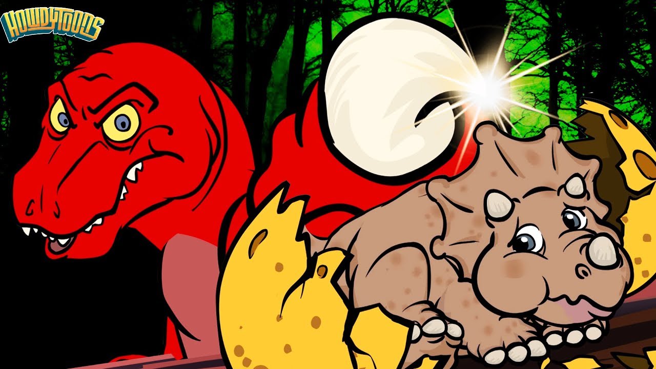 Tiranosaurio Rex Persigue a Triceratops - Canciones de Dinosaurios | Dinostory por Howdytoons S1E7