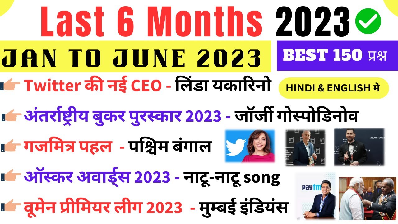 Last 6 months current affairs 2023 | Best 150 Questions | Last six months current affairs 2023 |
