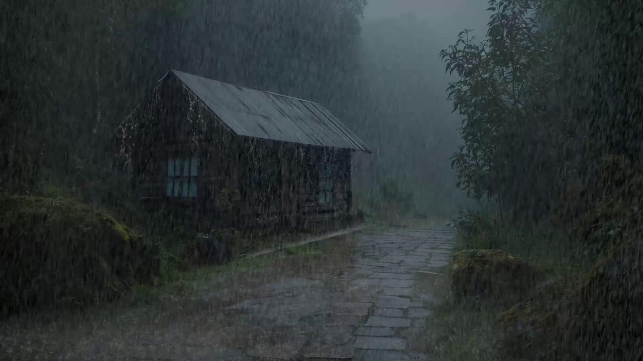 Peaceful rainfall ambience reducing mental noise and encouraging deeper sleep calm
