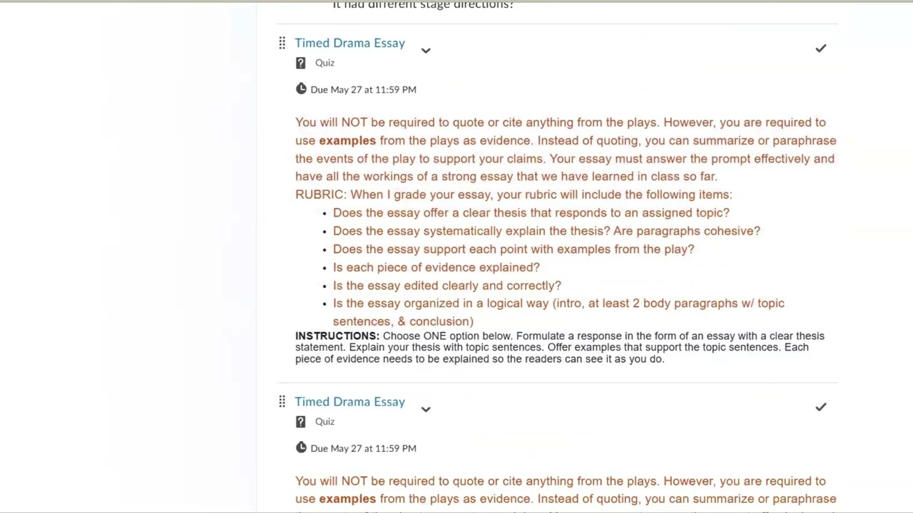 Introduction to Drama Unit and Drama Essay