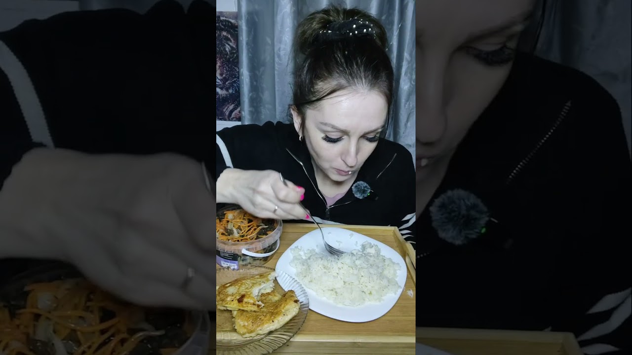 Мукбанг отбивные,рис, салатик 