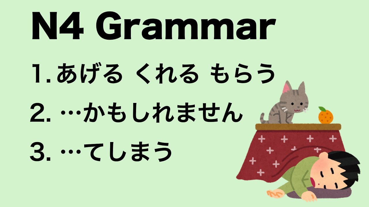 N4 Japanese Grammar あげる くれる もらう / かもしれません / てしまう
