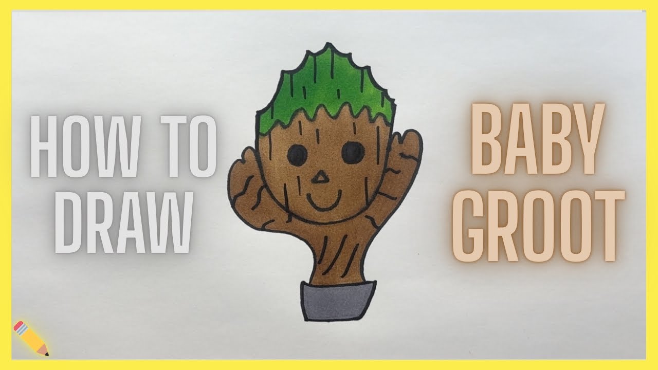 How to draw cute Baby Groot ✏️ 