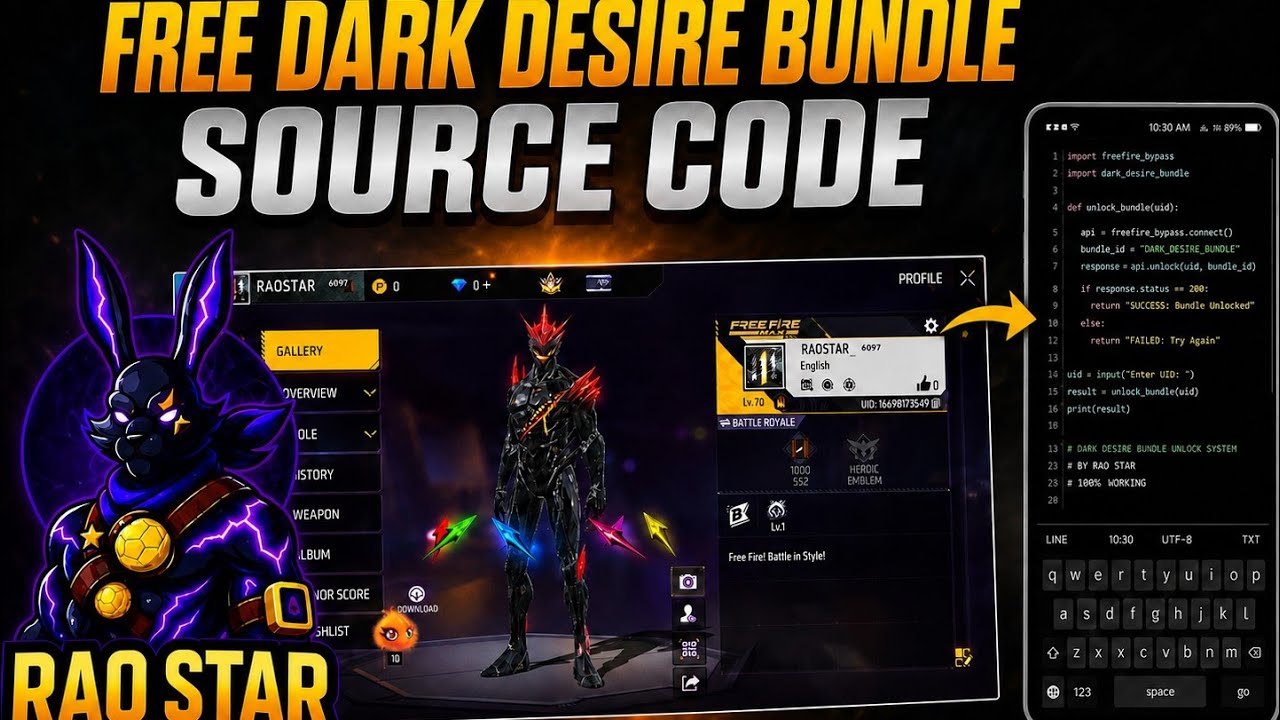 How To Get Dark Desire Bundle Free Using Python [Termux-setup] 💯  @RaoStarrr #freefire 