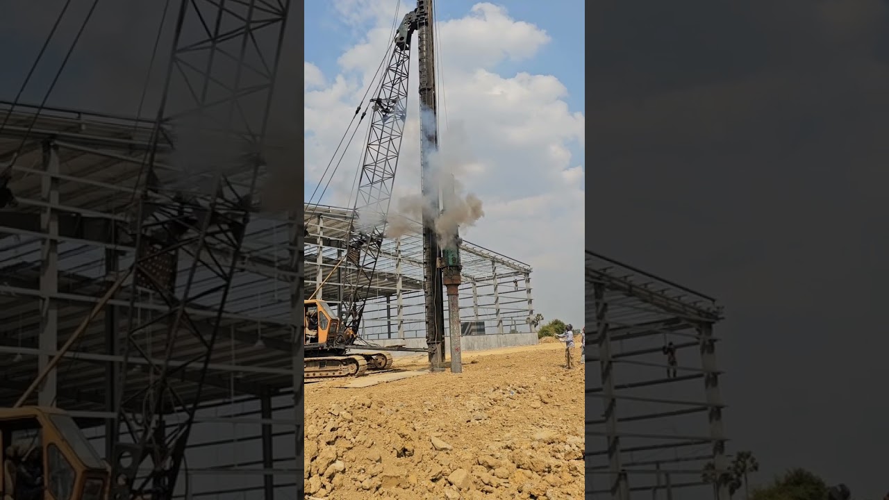 Construction pile driving with diesel hammer | How diesel hammer work of driving PHC pile