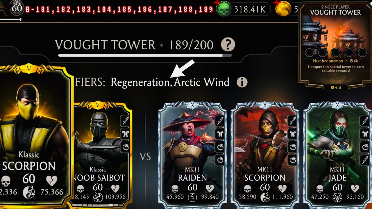 Vought Tower Hard Battles 181-189 Gameplay + Rewards | Mortal Kombat Mobile 