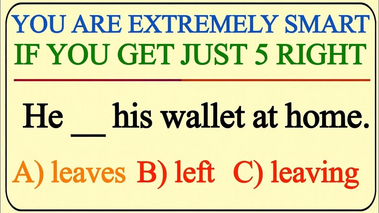 You Are Extremely Smart If You Get Just 5 Right 😱 | English Grammar Test | MCQ Challenge