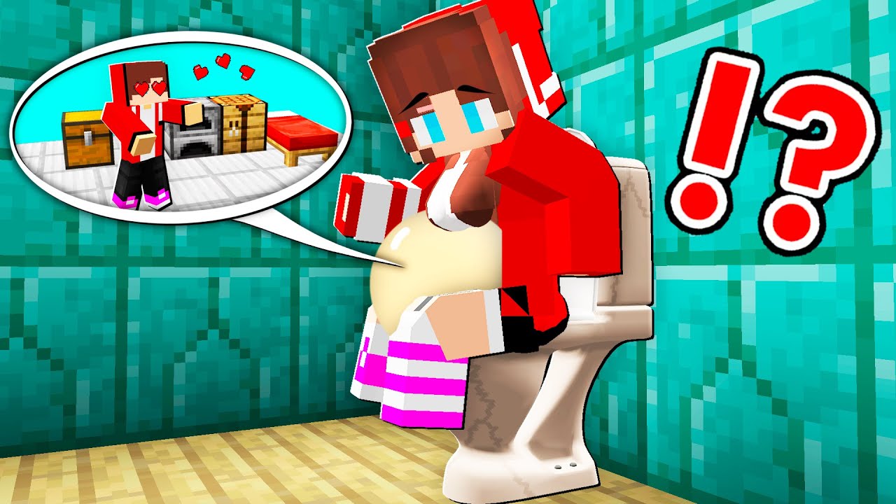 TINY JJ BUILD HOUSE UNDER JJ's GIRL PREGNANT in TOILET ?! - Maizen Minecraft