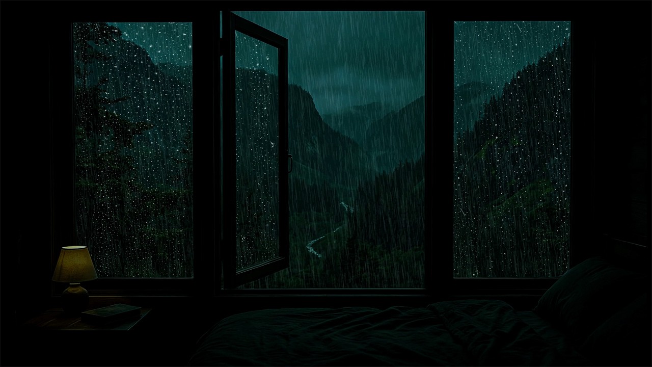 Gentle Rain in Outside Window the Bedroom | Calm Ambience Relaxing for Sleeping