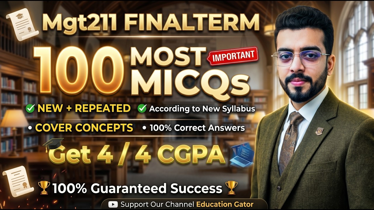 MGT211 Final Term Exam 2026 🔥 Important MCQs & Most Expected Questions | VU