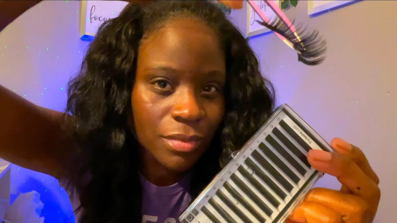ASMR ~ DOING YOUR EYELASH EXTENSIONS ( personal attention) WHISPERING, TAPPING AND BRUSHING 🤯