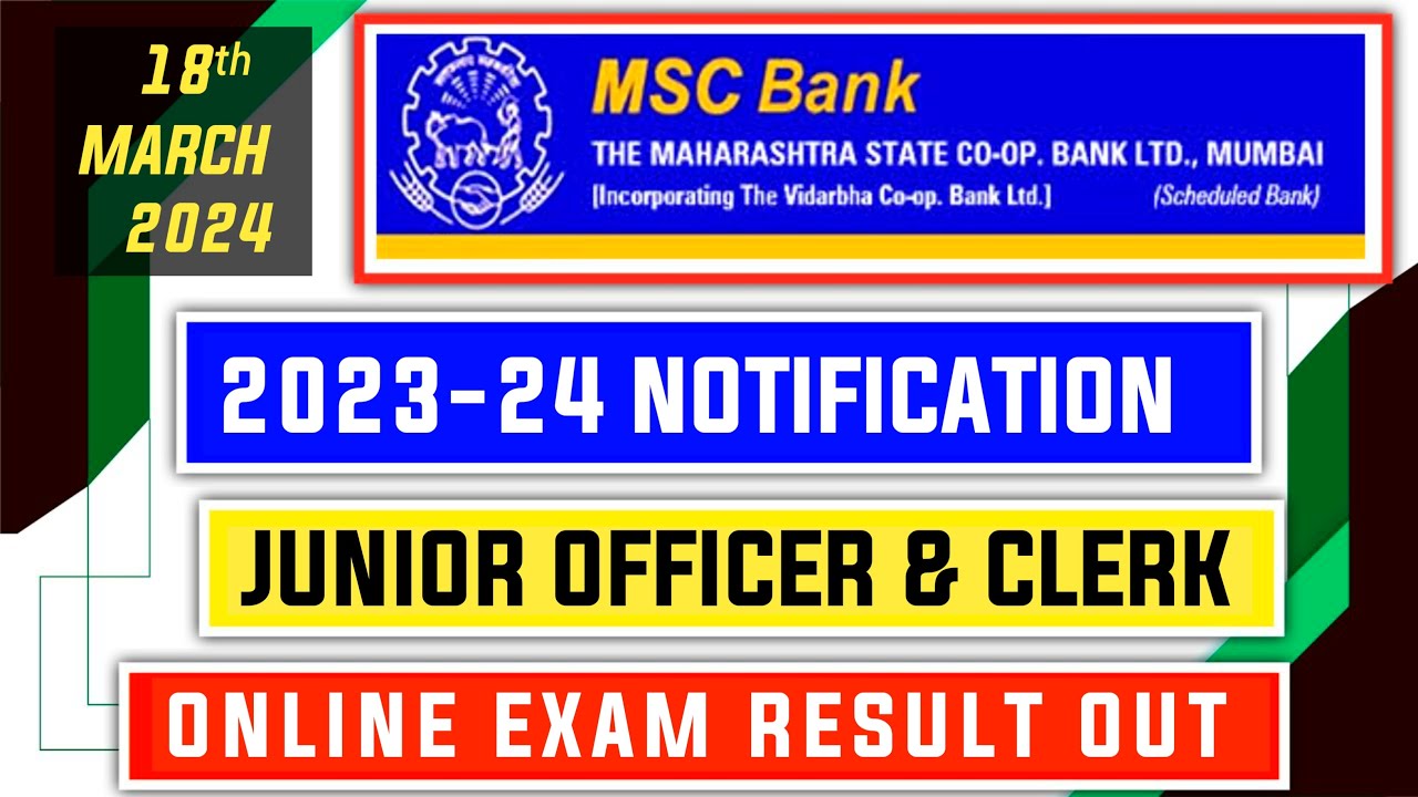 MSC Bank 2023-24 Exam Result Out - Cut Off As Expected