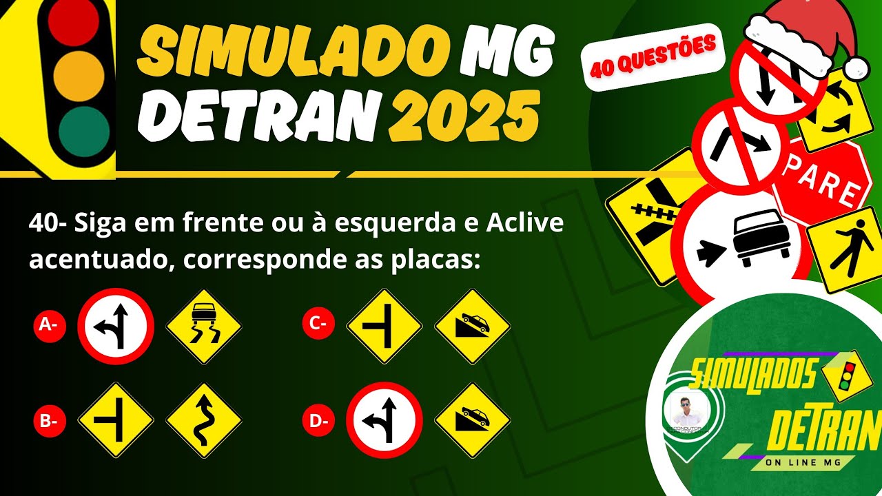 Simulado Detran Oficial de REVISÃO - 40 Questões de uma Prova Real - #mgsimuladosdetran2025  ✅