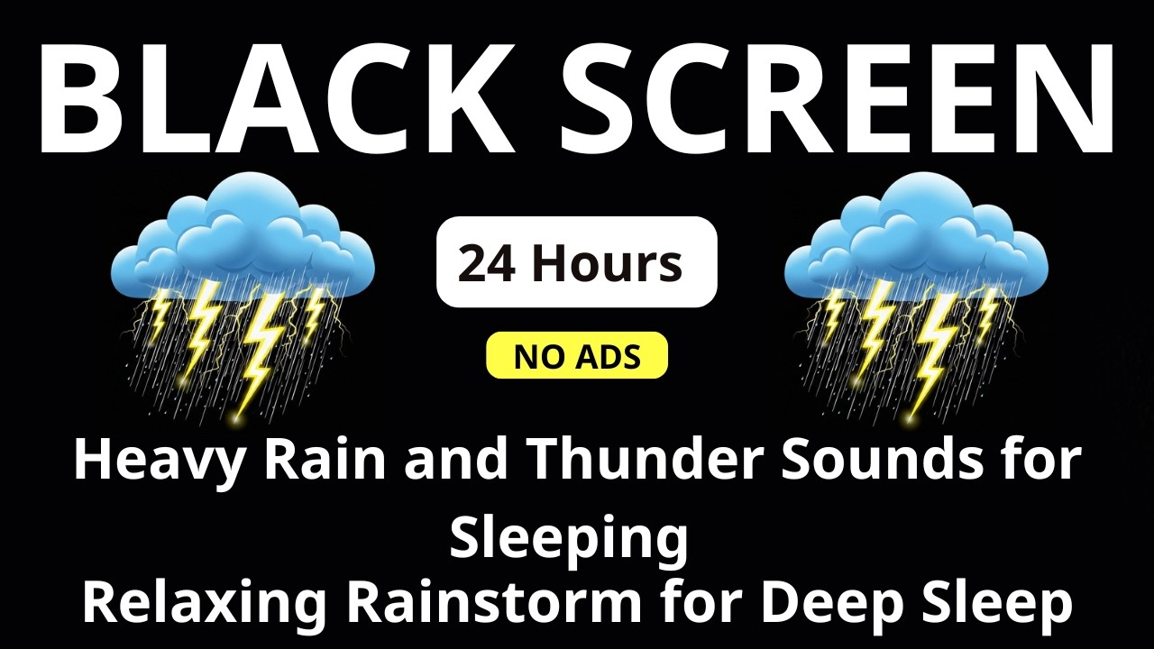 🔴 Heavy Rain and Thunder Sounds for Sleeping – Black Screen | Relaxing Rainstorm for Deep Sleep