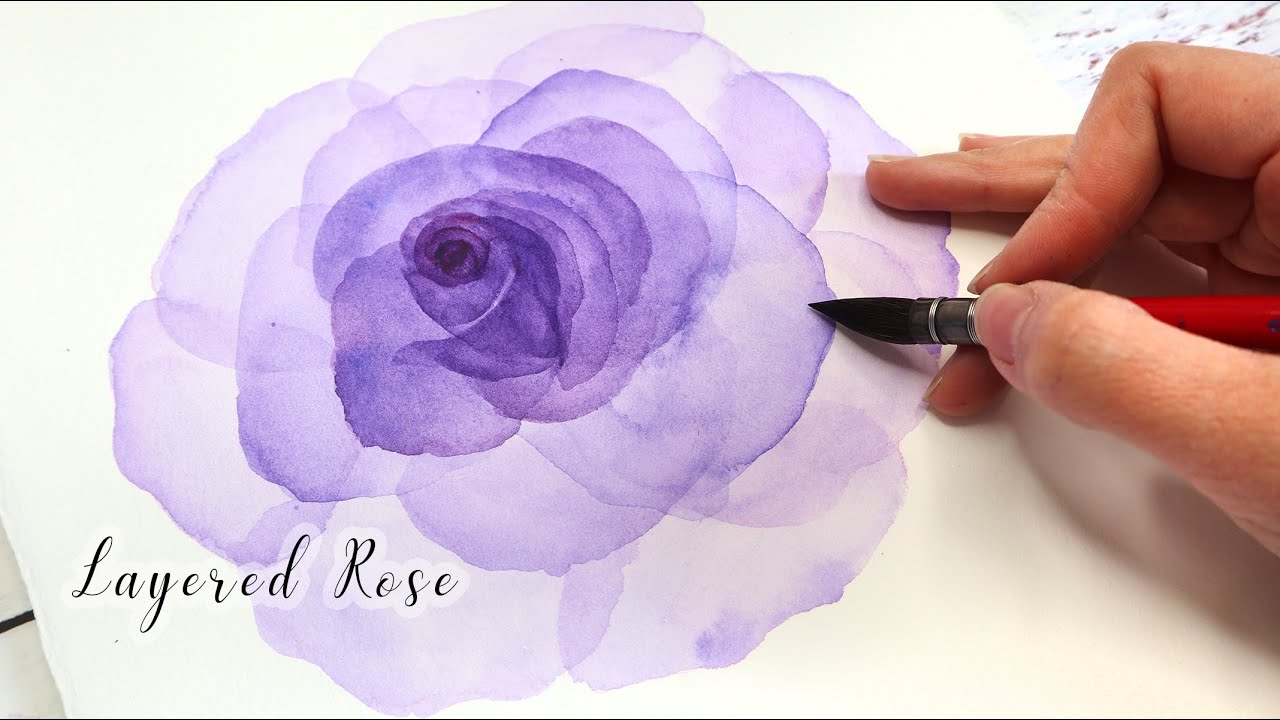 Watercolor Idea For beginner - How To Paint A Layered Rose Step By Step Tutorial
