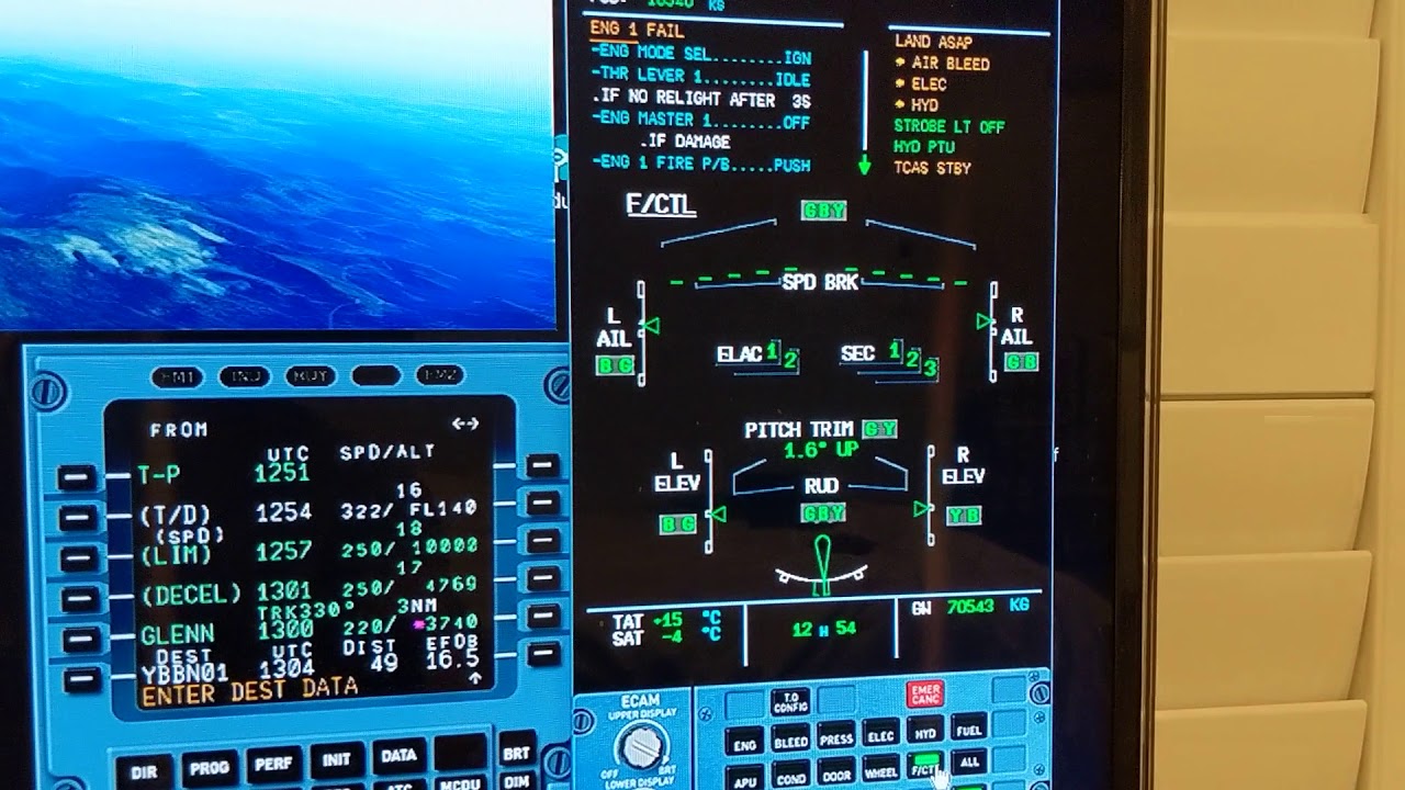 Rudder Trim, Engine Failure Prosim A320