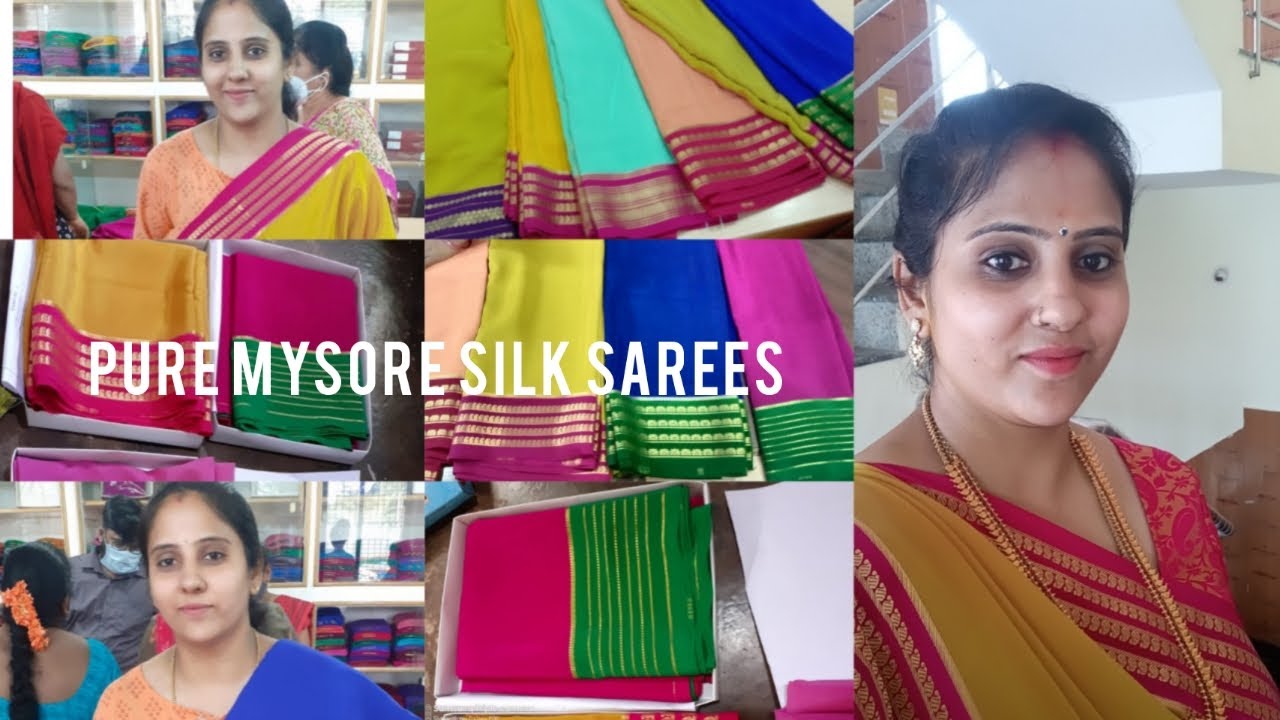 PURE MYSORE SILK SAREES :DESIGNS :PATTERNS : COLOURS :SHOPPING HAUL : KSIC MYSORE SILK CHANNAPATNA