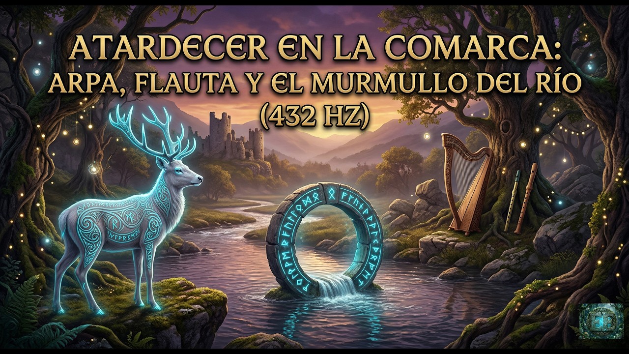 Atardecer en la Comarca: Arpa, Flauta y el Murmullo del R&iacute;o (432 Hz)