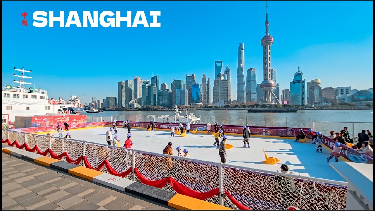 Shanghai's First Floating Ice Rink on Huangpu River! North Bund Afternoon Magic 4K HDR