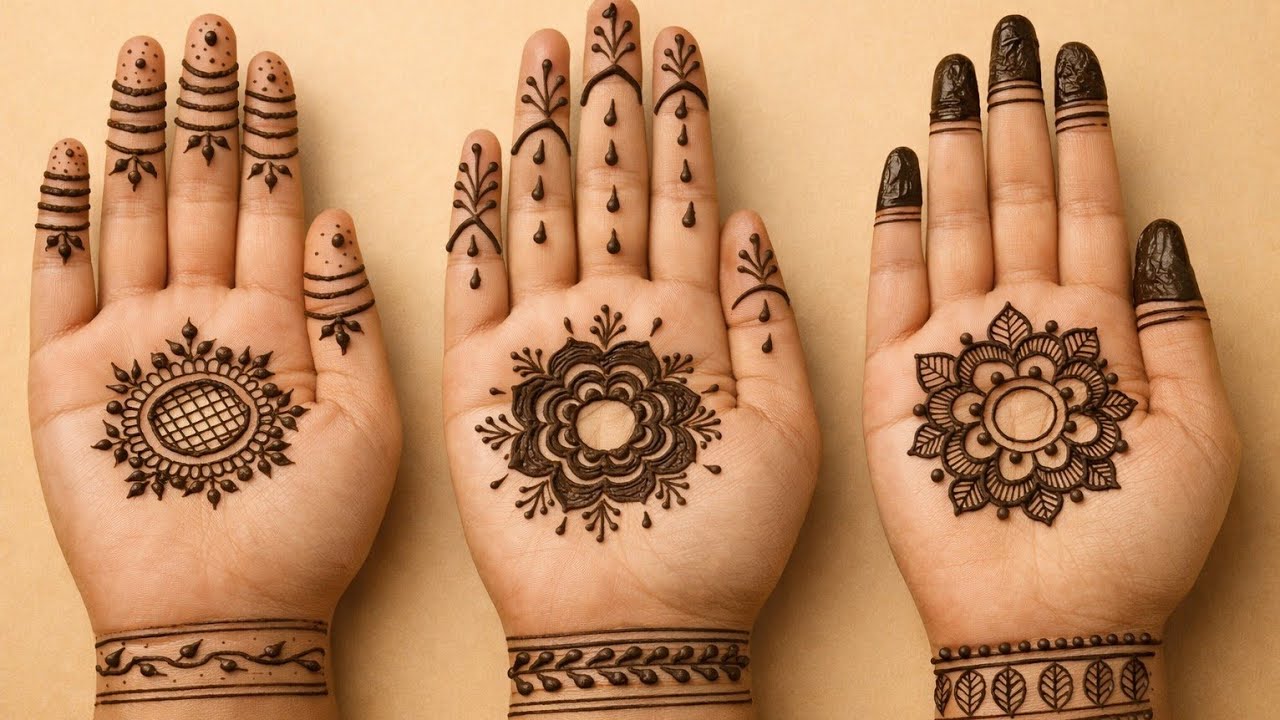Gol tikki mehandi design for front hands|| gol tikki design 