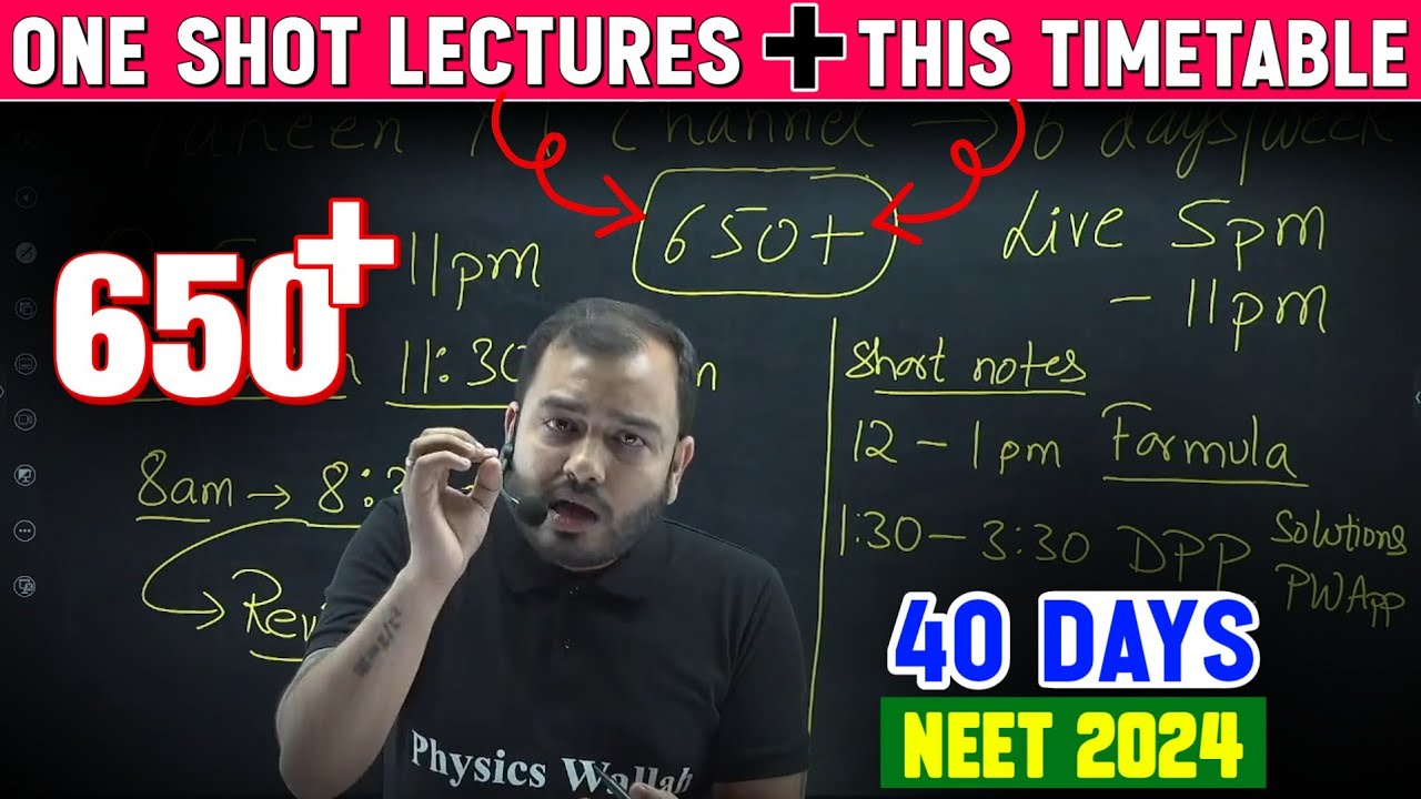 1 shot + This Timetable = 🔥 (650+ in 40 Days) NEET 2024 - 