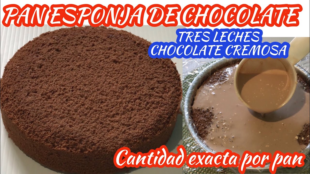 PAN ESPONJA DE CHOCOLATE INCLUYE CANTIDAD DE MEZCLA EXACTA 3 LECHES CHOCOLATE CREMOSA POR CADA PAN