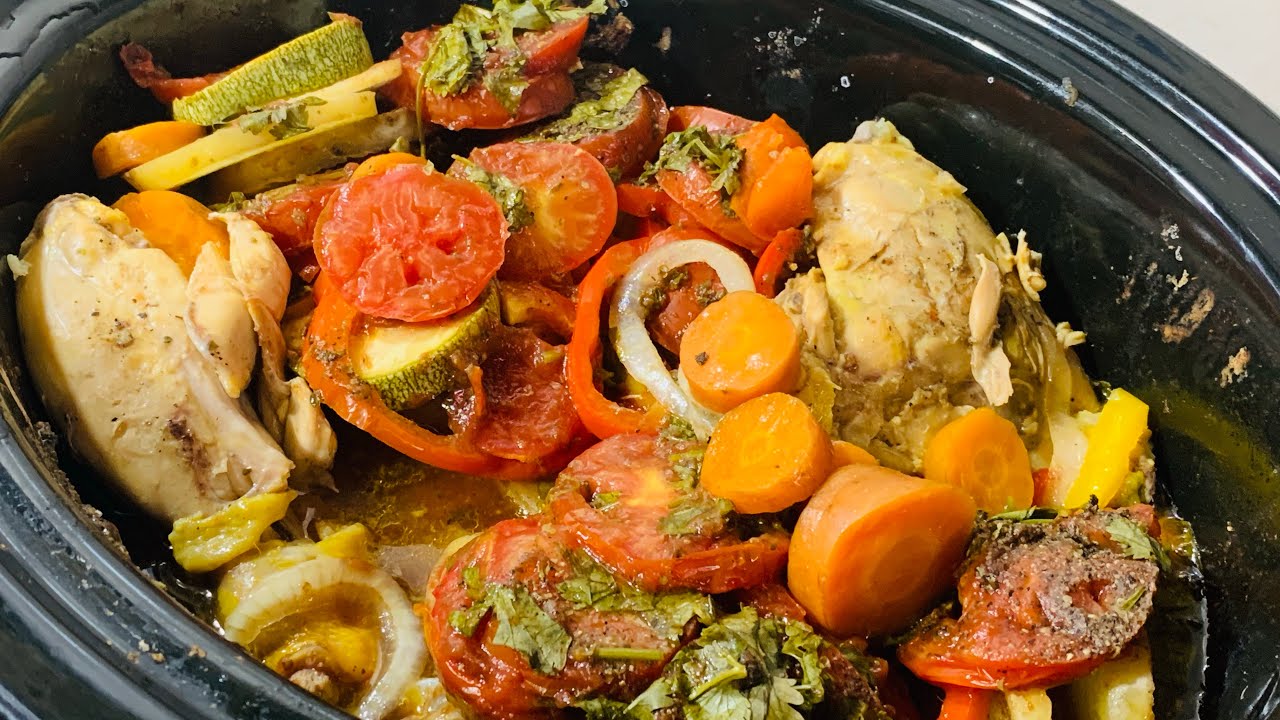 Pollo Guisado con verduras en olla de cocción lenta/Crock Pot