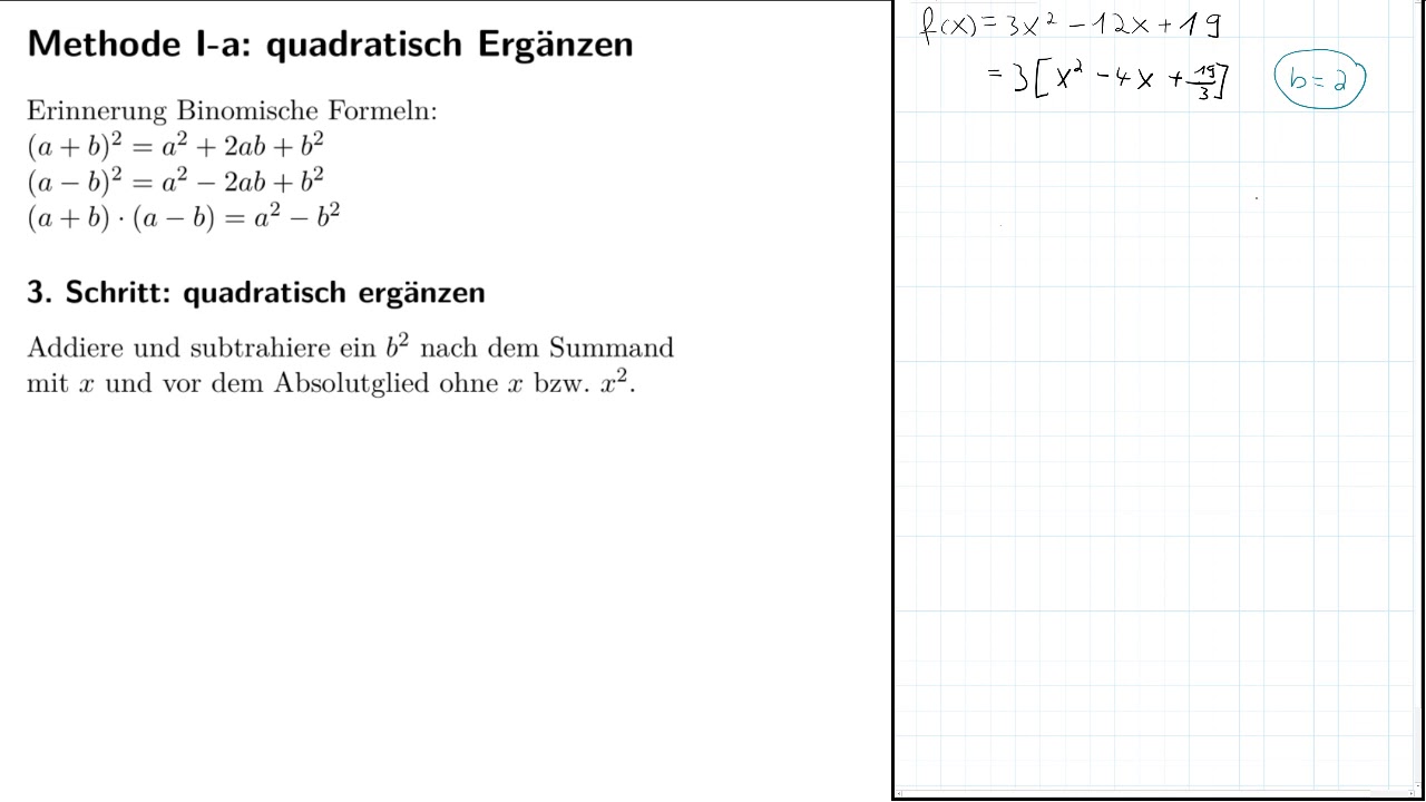 Scheitelpunkt finden mit quadratischer Ergänzung