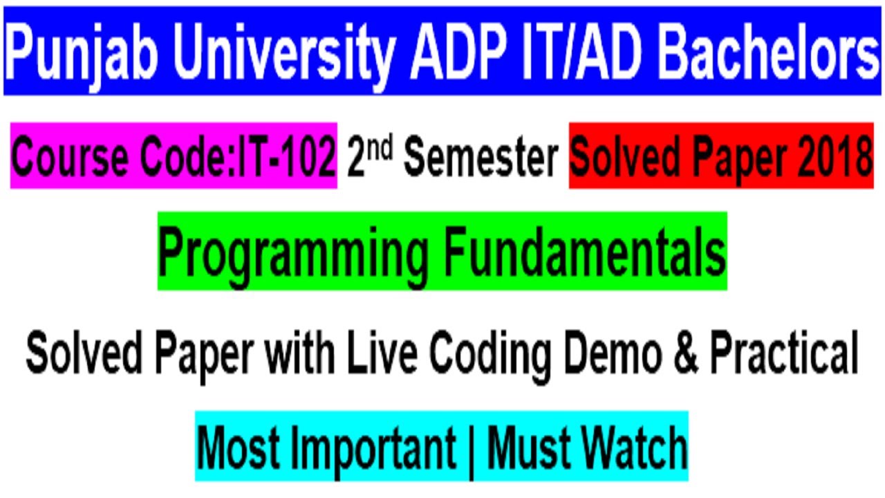 Programming Fundamentals ADP AD Bachelors Paper Solved