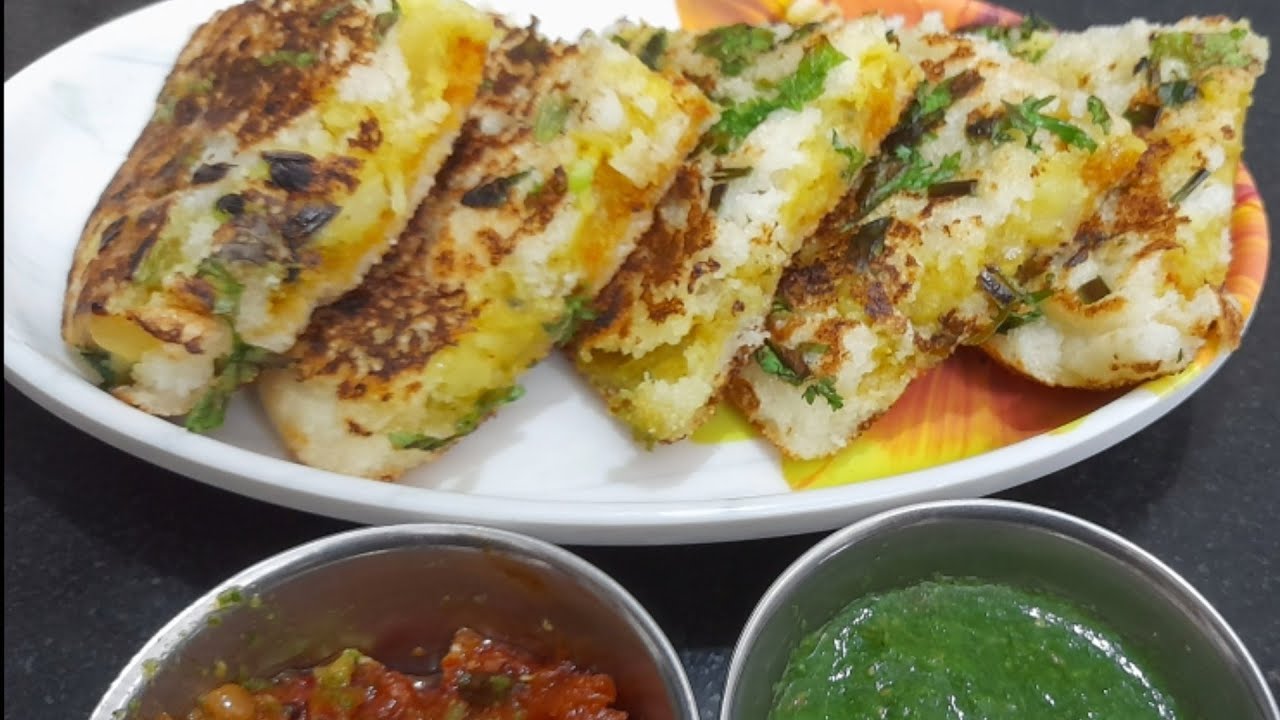 Stuffed masala uttapam/instant masala uttapam/uttapam sandwich/suji nashta/મસાલા ઉત્તપમ/sweetcooking