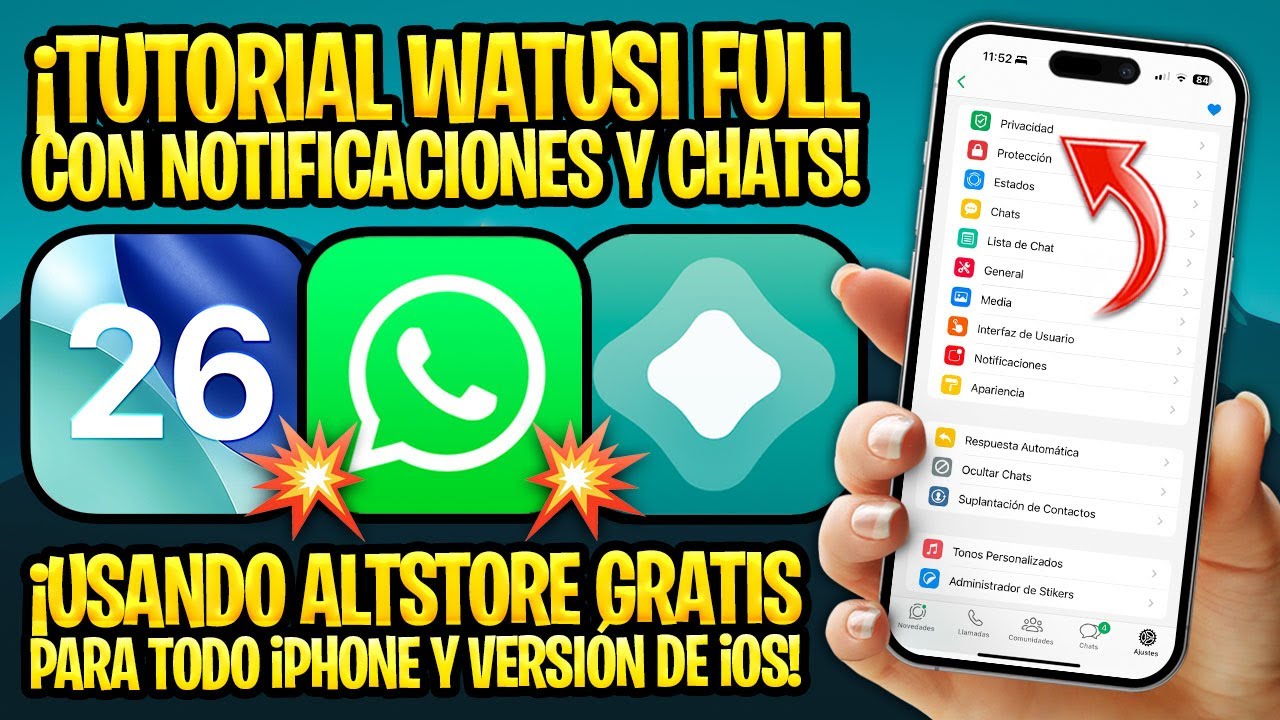 WHATSAPP WATUSI iOS 26 GRATIS EN TODO iPHONE CON ALTSTORE ✅ TUTORIAL CON NOTIFICACIONES Y CHATS
