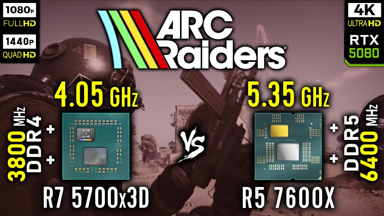 Ryzen 7 5700x3D vs Ryzen 5 7600X in ARC Raiders | RTX 5080 [ 1080p, 1440p, 4K ]