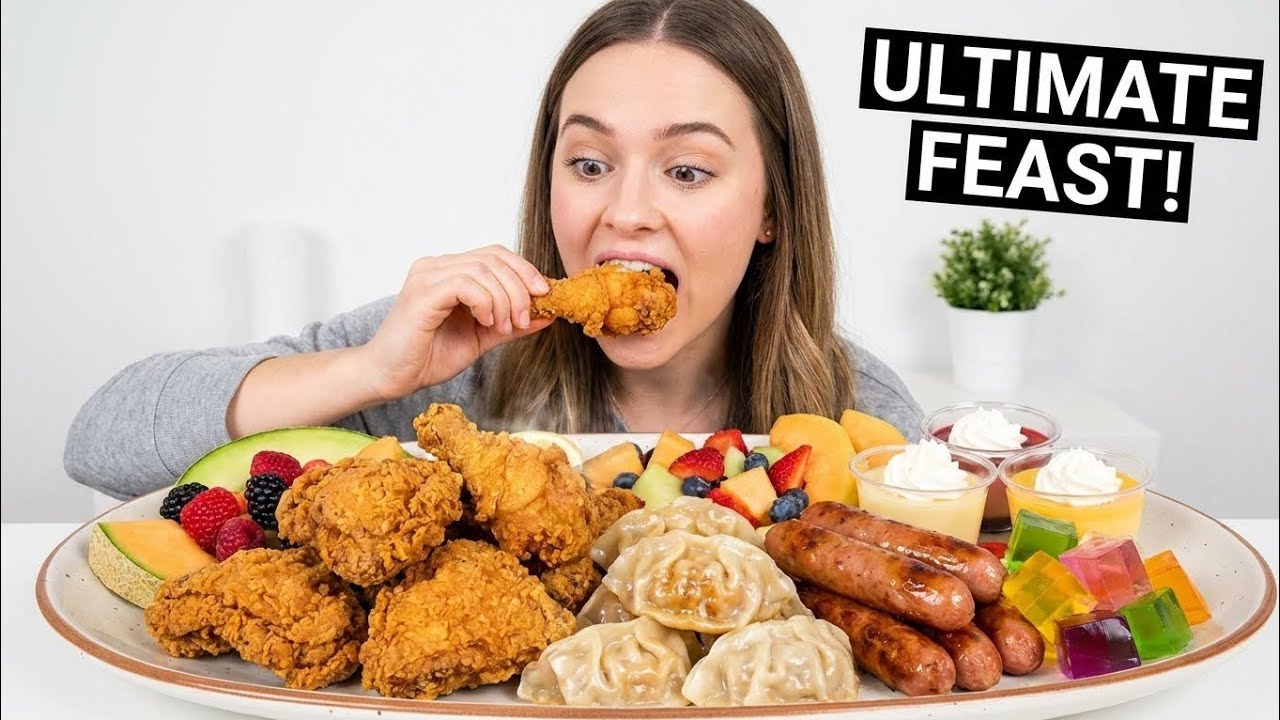 Eating Everything From a Huge Plate 😋 | Real ASMR Eating Sounds