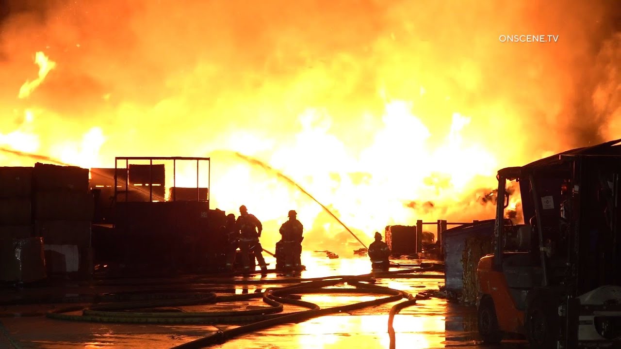Massive 4th Alarm Recycling Yard Fire | Anaheim