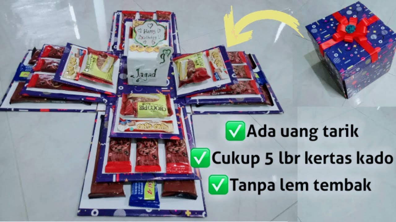 DIY : Explosion Box Dengan Uang Tarik | Snack Explosion Box Tutorial | Ide Kado Kekinian