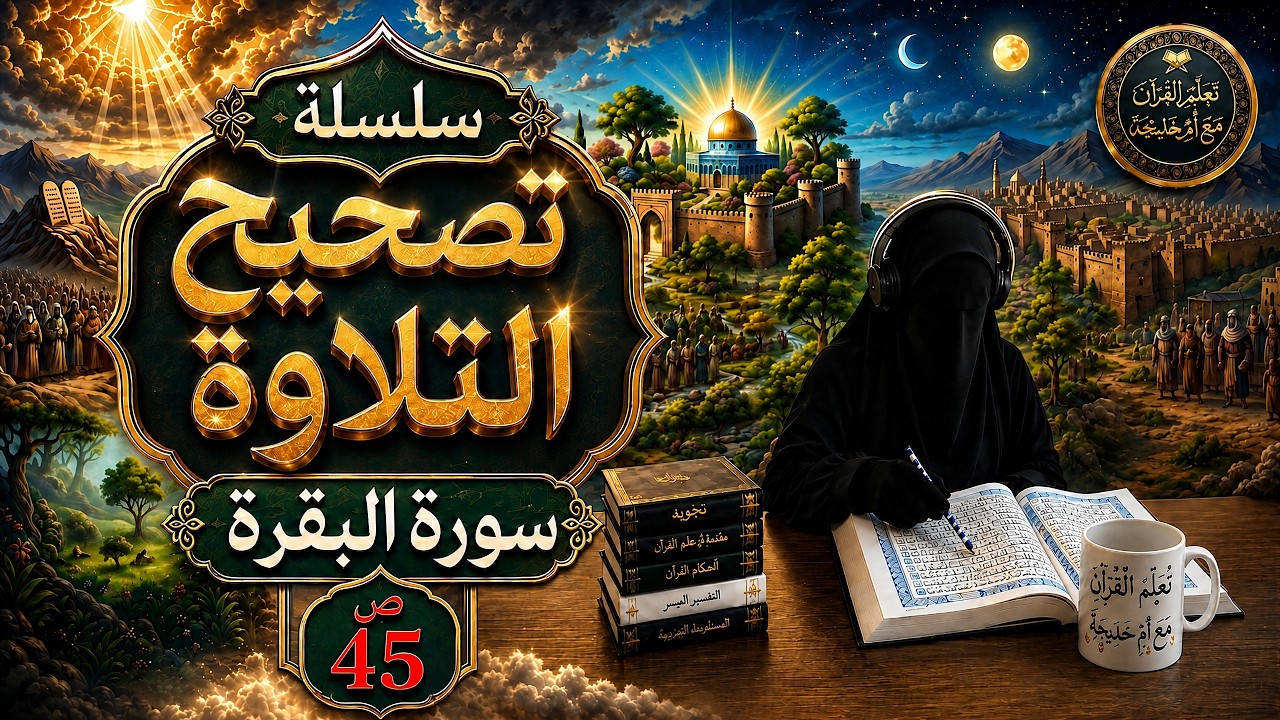 صفحة 45 للمبتدئين ,سورة البقرة|تلاوة بطيئه بالتحقيق مع إستخراج أحكام التجويد.